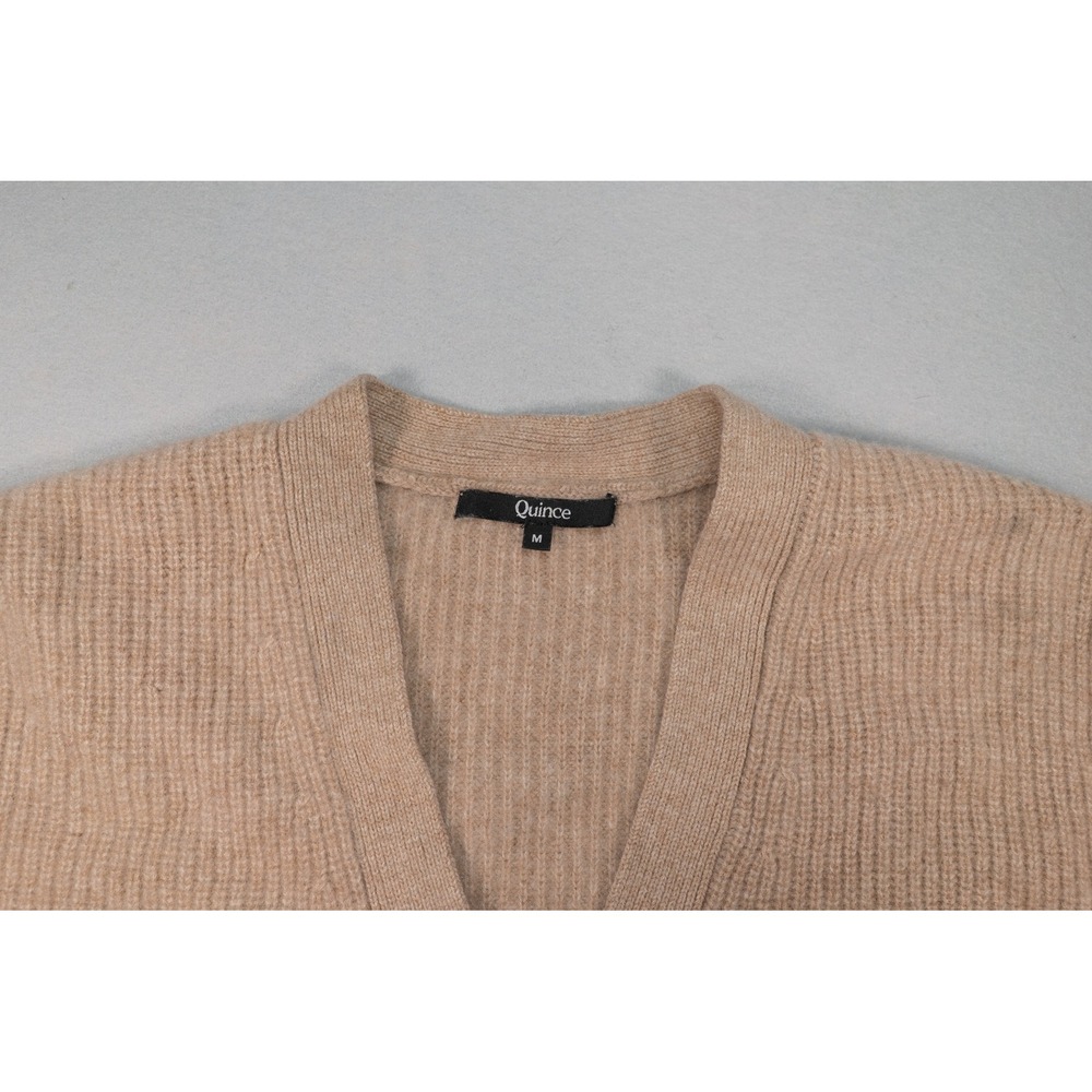 Quince 100% Cashmere Cardigan Sweater Women's Medium Beige Button Knit Luxury - Picture 2 of 8